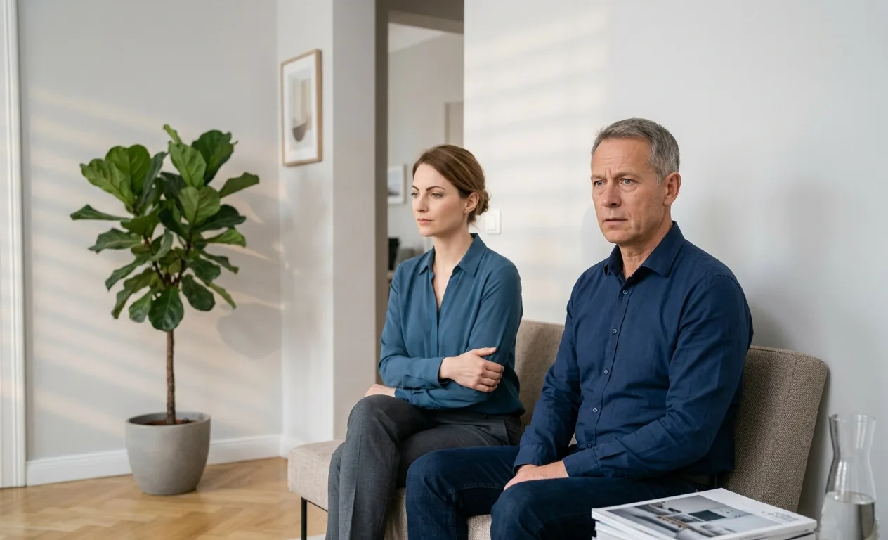 A couple waiting for the results of a lie detector test