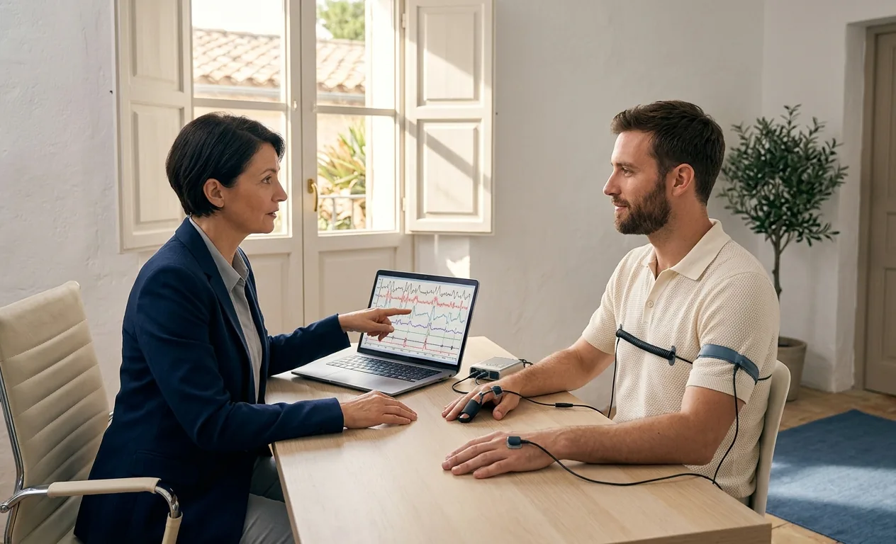 Lie detector test in Spain — SPU examiner conducting a polygraph session