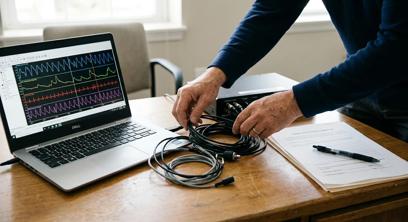 Certified SPU polygraph examiner setting up for a test in Birmingham