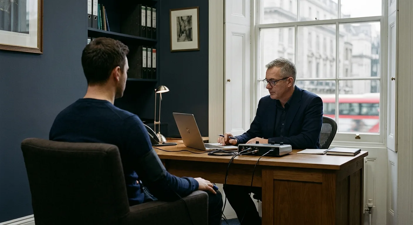 Lie detector test session with a certified polygraph examiner in London