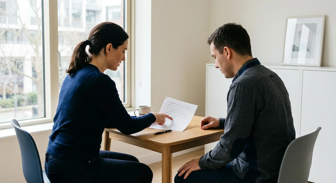 Polygraph examiner discussing the questions with a client in Glasgow